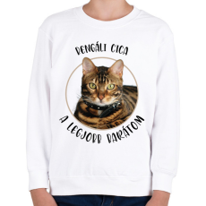 PRINTFASHION Bengáli cica - Legjobb barát - Gyerek pulóver - Fehér