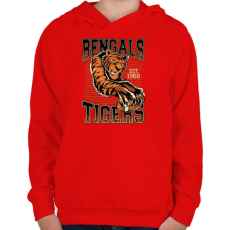 PRINTFASHION Bengáli tigris - Gyerek kapucnis pulóver - Piros