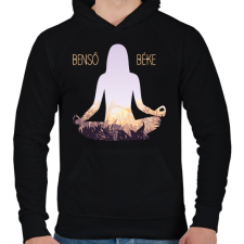 PRINTFASHION Benső béke - Meditáló nő - Férfi kapucnis pulóver - Fekete férfi pulóver, kardigán