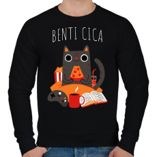 PRINTFASHION Benti cica - Férfi pulóver - Fekete
