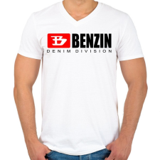 PRINTFASHION benzin - Férfi V-nyakú póló - Fehér férfi póló