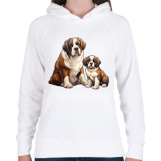 PRINTFASHION Bernáthegyi kutyák - Női kapucnis pulóver - Fehér