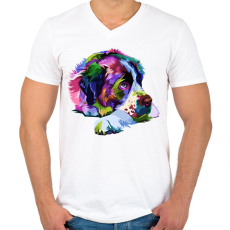 PRINTFASHION Bernáthegyi színesben - Férfi V-nyakú póló - Fehér