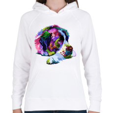 PRINTFASHION Bernáthegyi színesben - Női kapucnis pulóver - Fehér