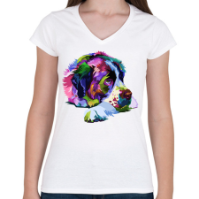 PRINTFASHION Bernáthegyi színesben - Női V-nyakú póló - Fehér női póló