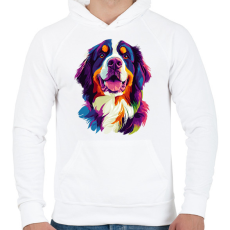PRINTFASHION Berni Pásztorkutya Portré - Férfi kapucnis pulóver - Fehér