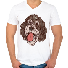 PRINTFASHION Bernipásztor - Férfi V-nyakú póló - Fehér