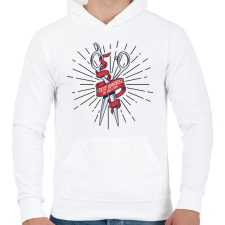 PRINTFASHION Best barber in the city - Férfi kapucnis pulóver - Fehér férfi pulóver, kardigán