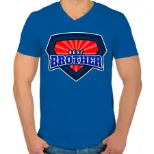 PRINTFASHION BEST BROTHER - Férfi V-nyakú póló - Királykék férfi póló