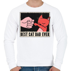 PRINTFASHION Best Cat Dad Ever - Férfi pulóver - Fehér