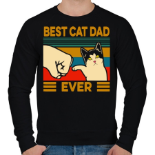 PRINTFASHION Best Cat Dad Ever - Férfi pulóver - Fekete férfi pulóver, kardigán