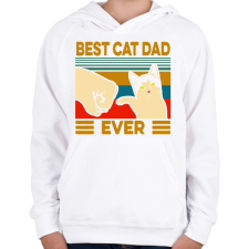 PRINTFASHION Best Cat Dad Ever - Gyerek kapucnis pulóver - Fehér gyerek pulóver, kardigán