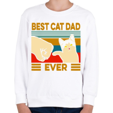 PRINTFASHION Best Cat Dad Ever - Gyerek pulóver - Fehér gyerek pulóver, kardigán