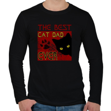 PRINTFASHION BEST CAT DAD - Férfi hosszú ujjú póló - Fekete férfi póló