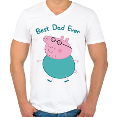PRINTFASHION Best Dad Ever - Férfi V-nyakú póló - Fehér
