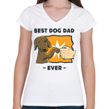 PRINTFASHION Best dog dad ever - Női V-nyakú póló - Fehér női póló