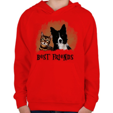 PRINTFASHION best freinds - Gyerek kapucnis pulóver - Piros