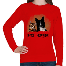 PRINTFASHION best freinds - Női pulóver - Piros női pulóver, kardigán