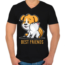 PRINTFASHION Best friends - Férfi V-nyakú póló - Fekete férfi póló