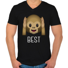 PRINTFASHION Best Friends - Monkey 1 - Férfi V-nyakú póló - Fekete férfi póló