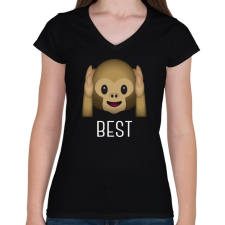 PRINTFASHION Best Friends - Monkey 1 - Női V-nyakú póló - Fekete női póló