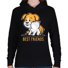 PRINTFASHION Best friends - Női kapucnis pulóver - Fekete női pulóver, kardigán