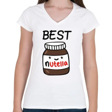 PRINTFASHION Best Friends - Nutellás kenyér 1 - Női V-nyakú póló - Fehér