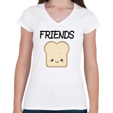 PRINTFASHION Best Friends - Nutellás kenyér 2 - Női V-nyakú póló - Fehér
