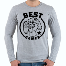 PRINTFASHION Best gamer - Férfi hosszú ujjú póló - Sport szürke