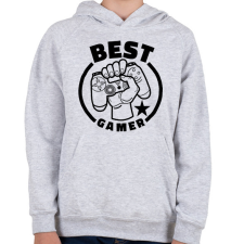 PRINTFASHION Best gamer - Gyerek kapucnis pulóver - Sport szürke gyerek pulóver, kardigán