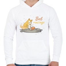 PRINTFASHION Best massage - Férfi kapucnis pulóver - Fehér
