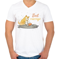 PRINTFASHION Best massage - Férfi V-nyakú póló - Fehér férfi póló