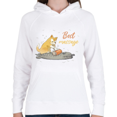 PRINTFASHION Best massage - Női kapucnis pulóver - Fehér