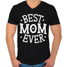 PRINTFASHION Best Mom Ever - Férfi V-nyakú póló - Fekete