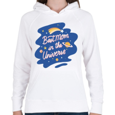 PRINTFASHION Best Mom in the universe - Női kapucnis pulóver - Fehér női pulóver, kardigán