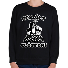 PRINTFASHION Beszólt elástam - kisvakond 2 - Gyerek pulóver - Fekete