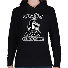 PRINTFASHION Beszólt elástam - kisvakond 2 - Női kapucnis pulóver - Fekete