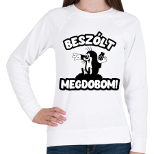 PRINTFASHION Beszólt megdobom! - Női pulóver - Fehér női pulóver, kardigán
