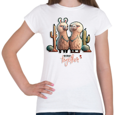 PRINTFASHION BETTER together - I Love You - szerelmes lámás minta - Női póló - Fehér