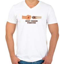 PRINTFASHION BFF - Best Friend Forever - Férfi V-nyakú póló - Fehér férfi póló
