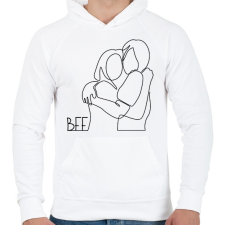 PRINTFASHION BFF - Vonalas minta - Férfi kapucnis pulóver - Fehér férfi pulóver, kardigán