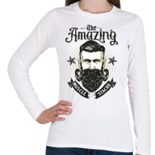 PRINTFASHION Bicepszbajusz - Női hosszú ujjú póló - Fehér női póló