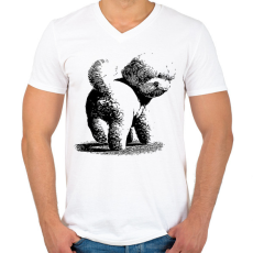PRINTFASHION Bichon kutyás minta - Férfi V-nyakú póló - Fehér