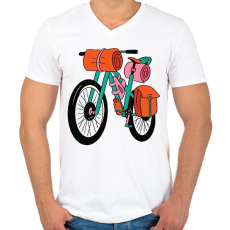 PRINTFASHION Bicikli - Férfi V-nyakú póló - Fehér