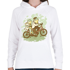 PRINTFASHION Biciklis békák - Női kapucnis pulóver - Fehér