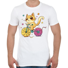 PRINTFASHION Biciklis cica - Férfi póló - Fehér férfi póló