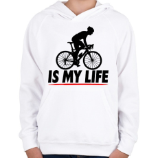 PRINTFASHION Biciklis póló - Gyerek kapucnis pulóver - Fehér