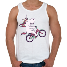 PRINTFASHION Biciklis unikornis - Férfi atléta - Fehér