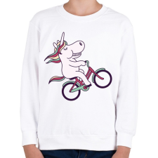 PRINTFASHION Biciklis unikornis - Gyerek pulóver - Fehér gyerek pulóver, kardigán