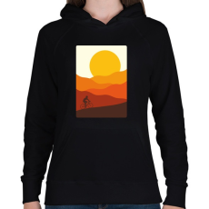 PRINTFASHION Biciklizés a hegyekben - Női kapucnis pulóver - Fekete